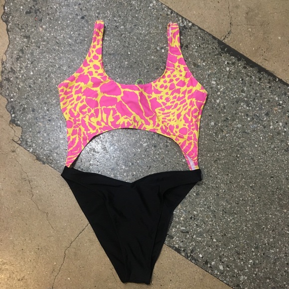 Other - Neon pink and black cut out one piece